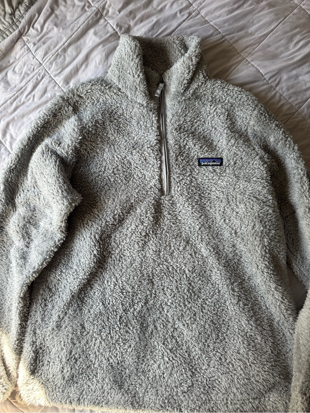 Patagonia Men’s Light Gray Sherpa Quarter-Zip Fleece